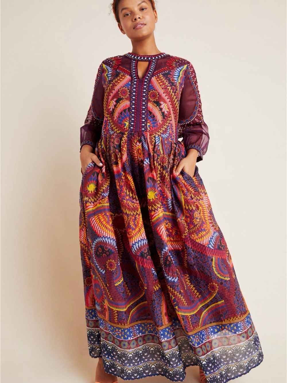 By Anthropologie dress maren embroidered Boho maxi dress 20W - Picture 1 of 6